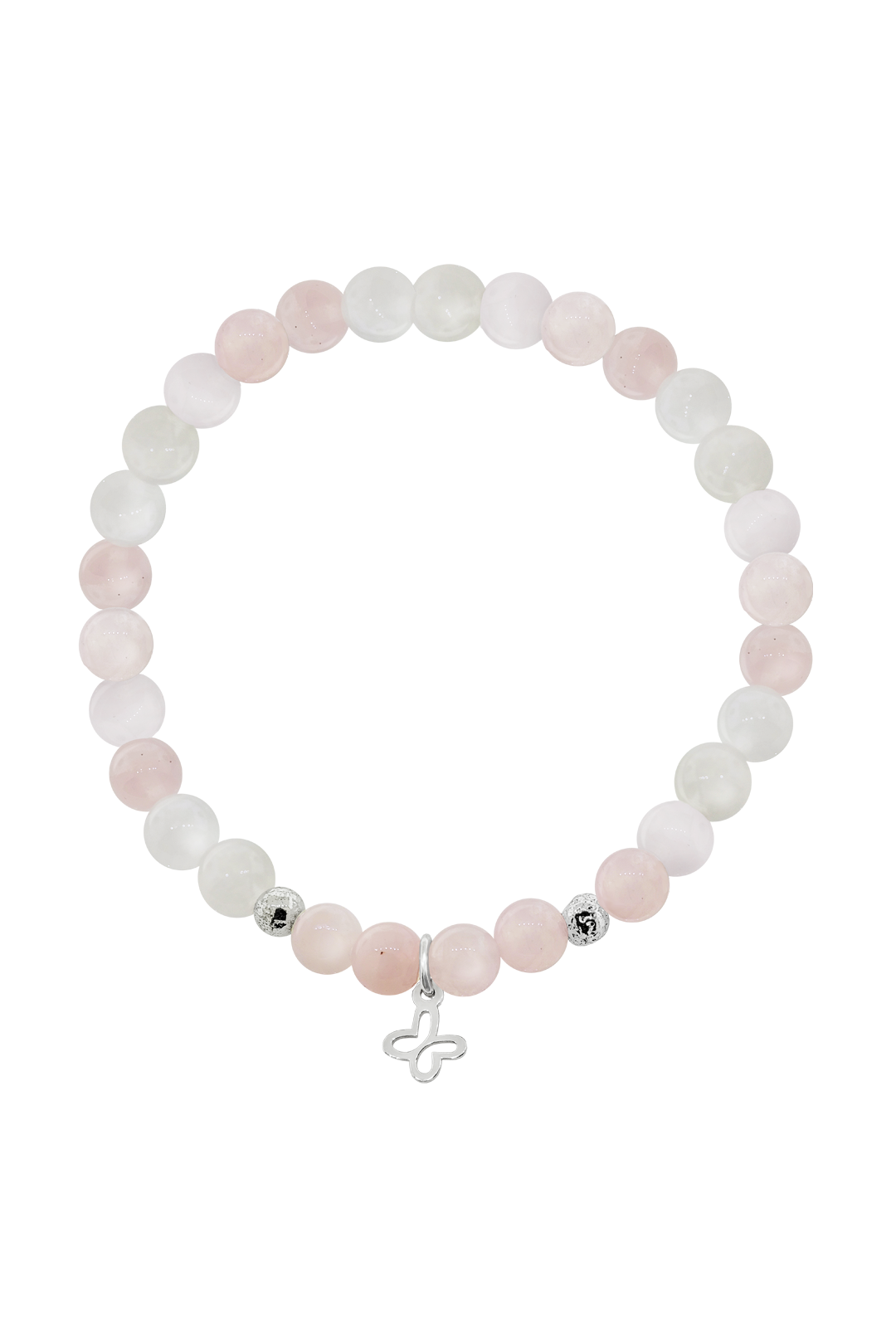 Pulsera Plata 925 Esenciales 2026 Cuarzo Rosa con Mariposa Mini