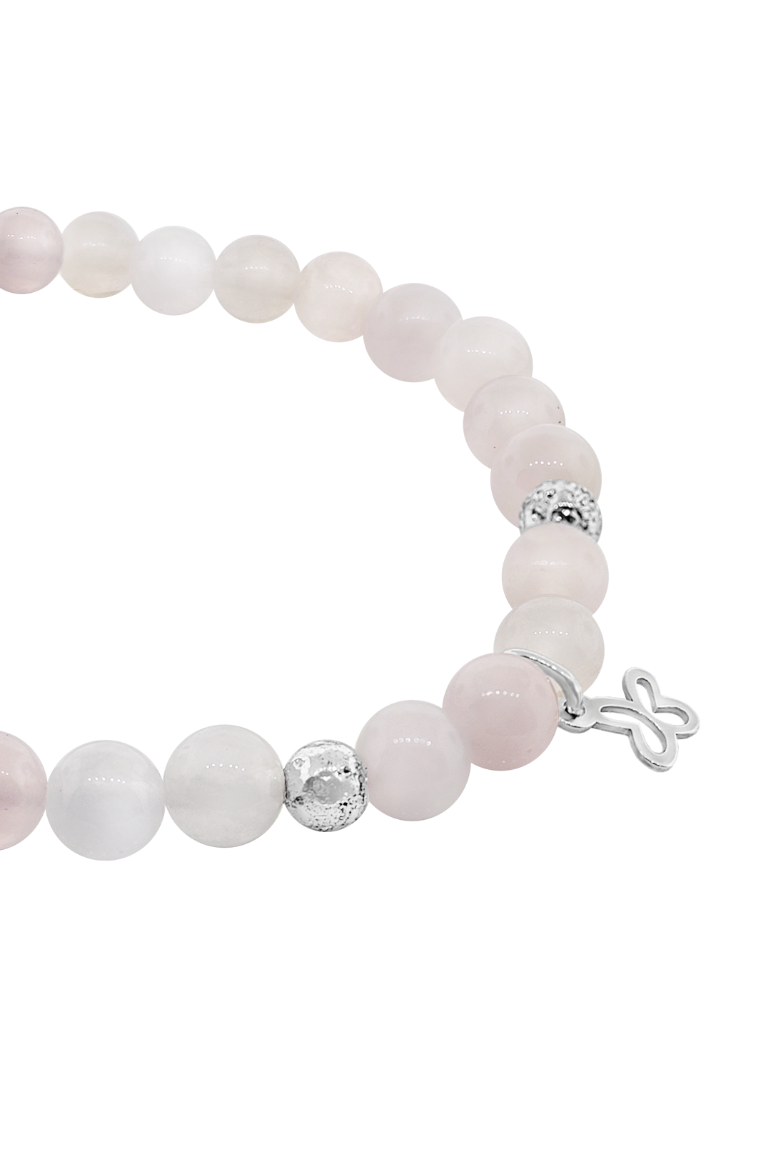 Pulsera Plata 925 Esenciales 2026 Cuarzo Rosa con Mariposa Mini