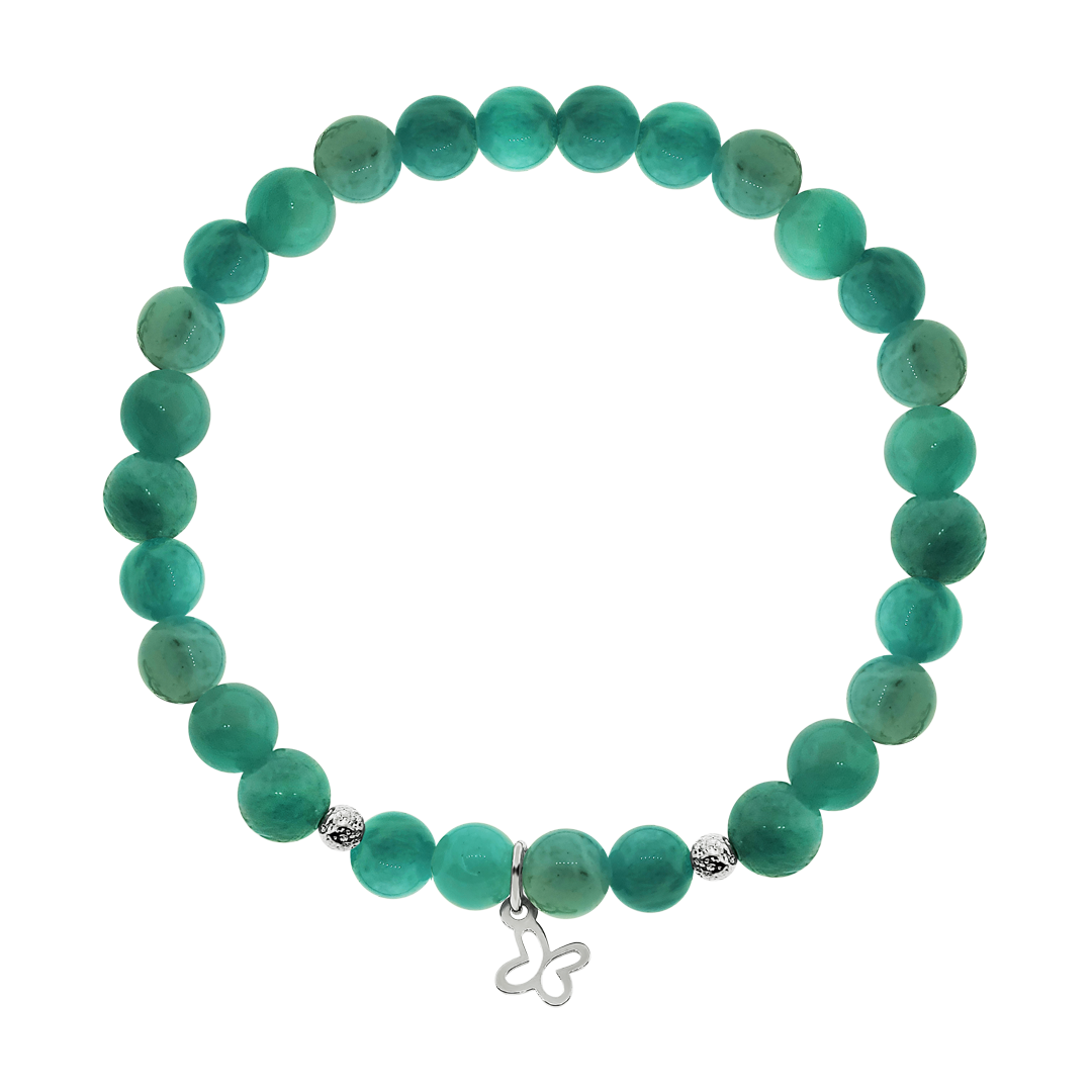 Pulsera Plata 925 Esenciales 2026 Amazonita con Mariposa Mini