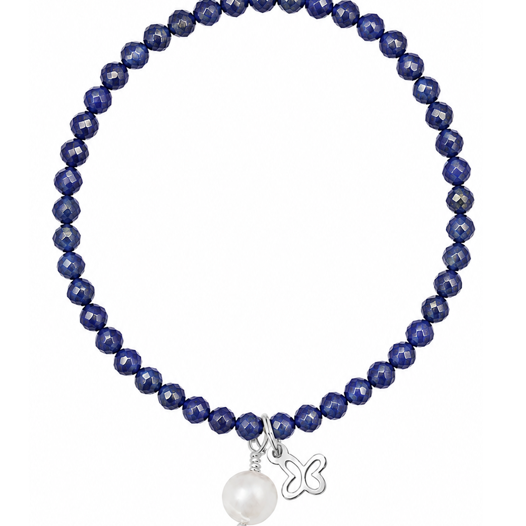 Pulsera Plata Esenciales 2026 Lapislázuli con Mariposa y Perla