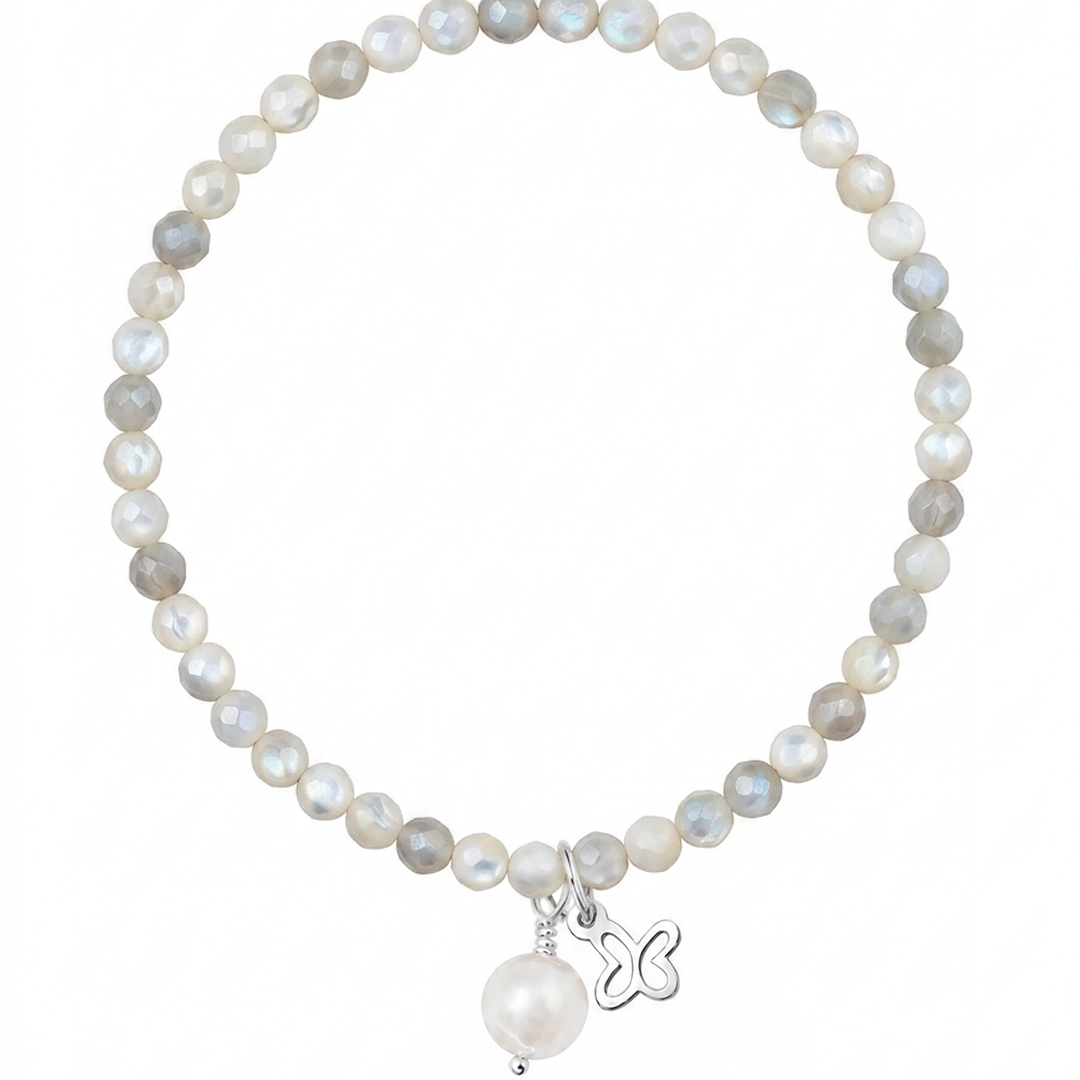Pulsera Plata Esenciales 2026 River Shell con Mariposa y Perla