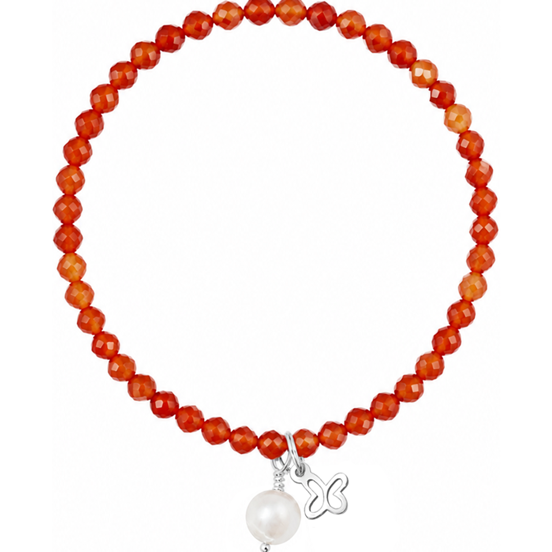 Pulsera Plata Esenciales 2026 Cornalina con Mariposa y Perla
