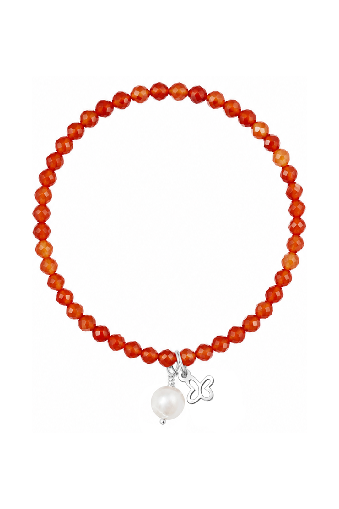 Pulsera Plata Esenciales 2026 Cornalina con Mariposa y Perla