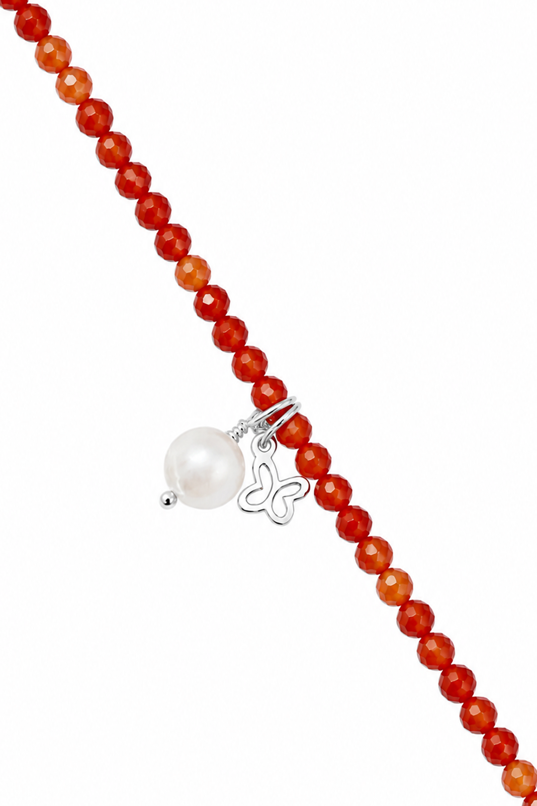 Pulsera Plata Esenciales 2026 Cornalina con Mariposa y Perla