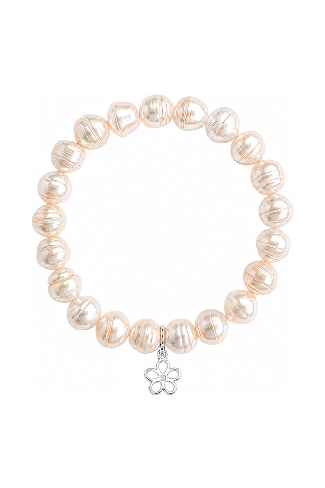 Pulsera Plata 925 Petit Perlas Blancas Y Charm Flor