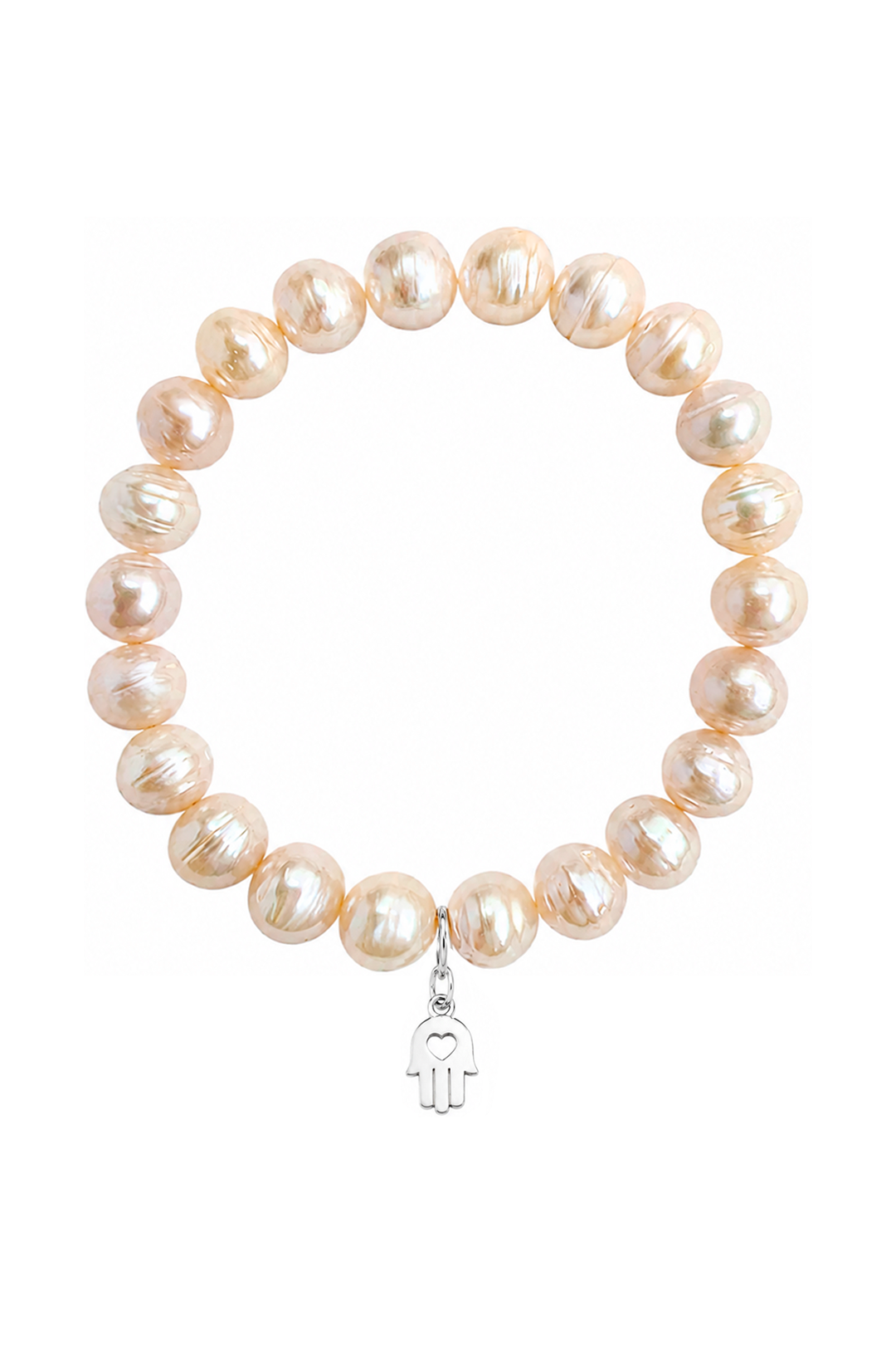 Pulsera Plata 925 Petit Perlas Blancas Y Charm Mano
