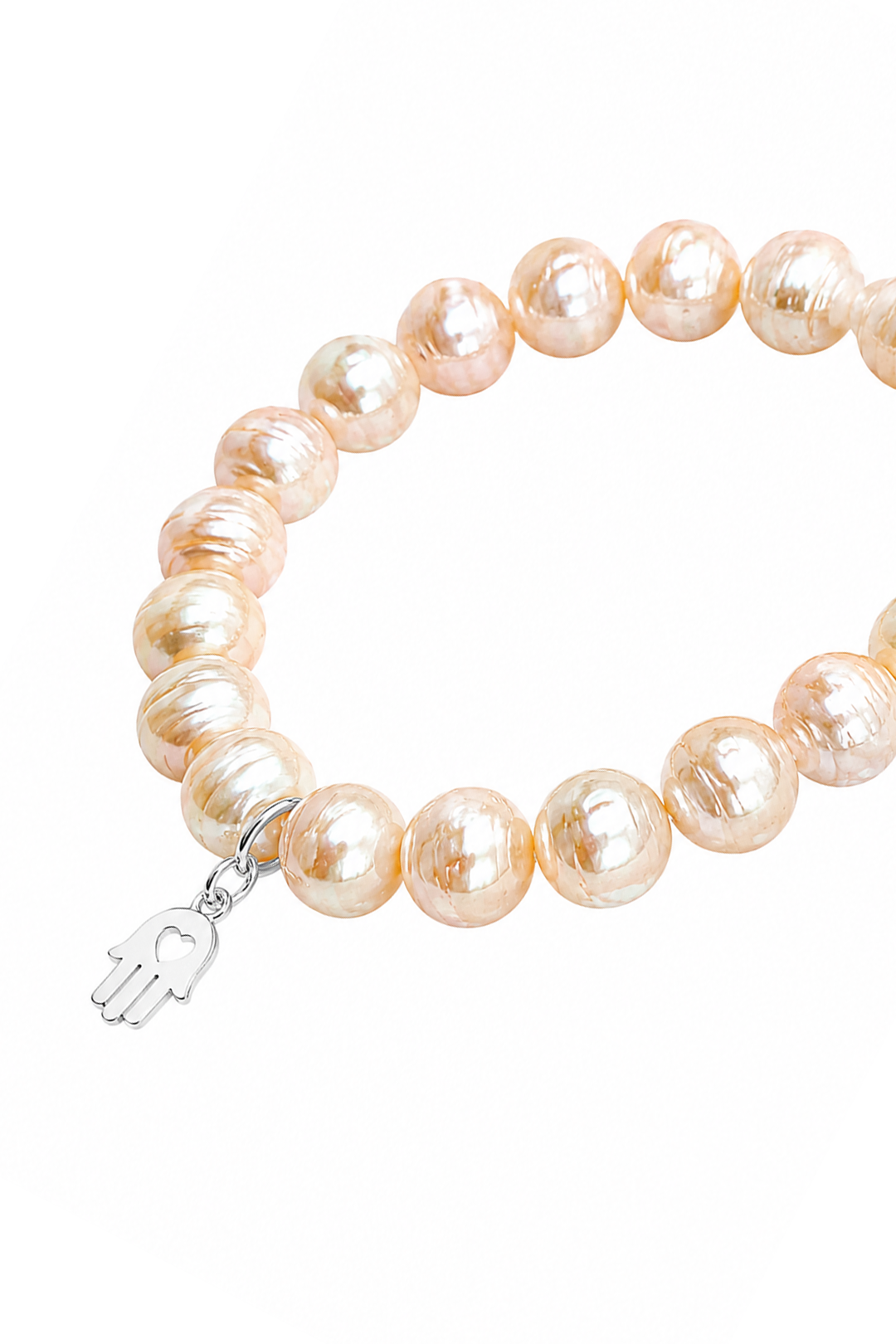 Pulsera Plata 925 Petit Perlas Blancas Y Charm Mano