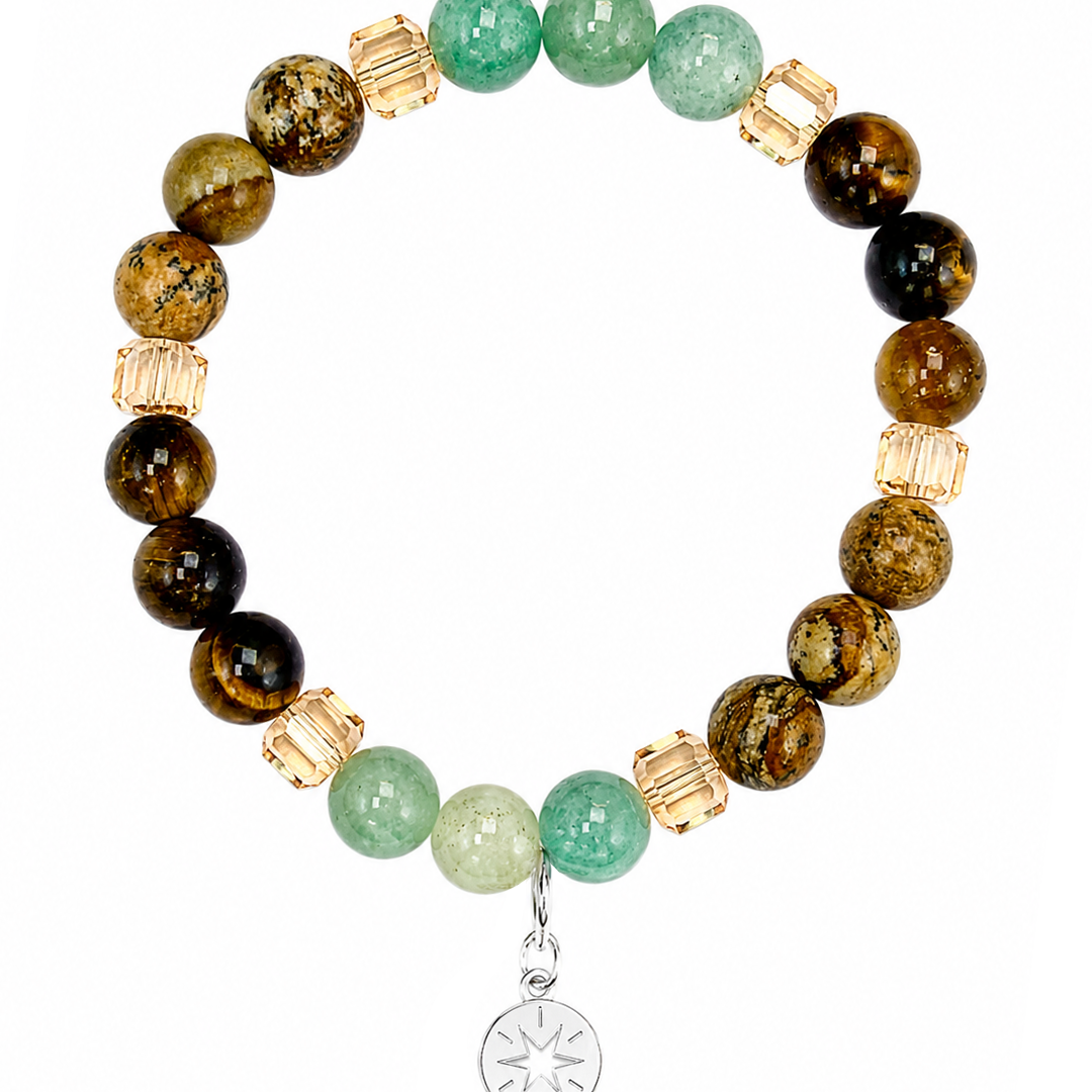 Pulsera Plata 925 Petit Cuentas Amazonita Charm Estrella