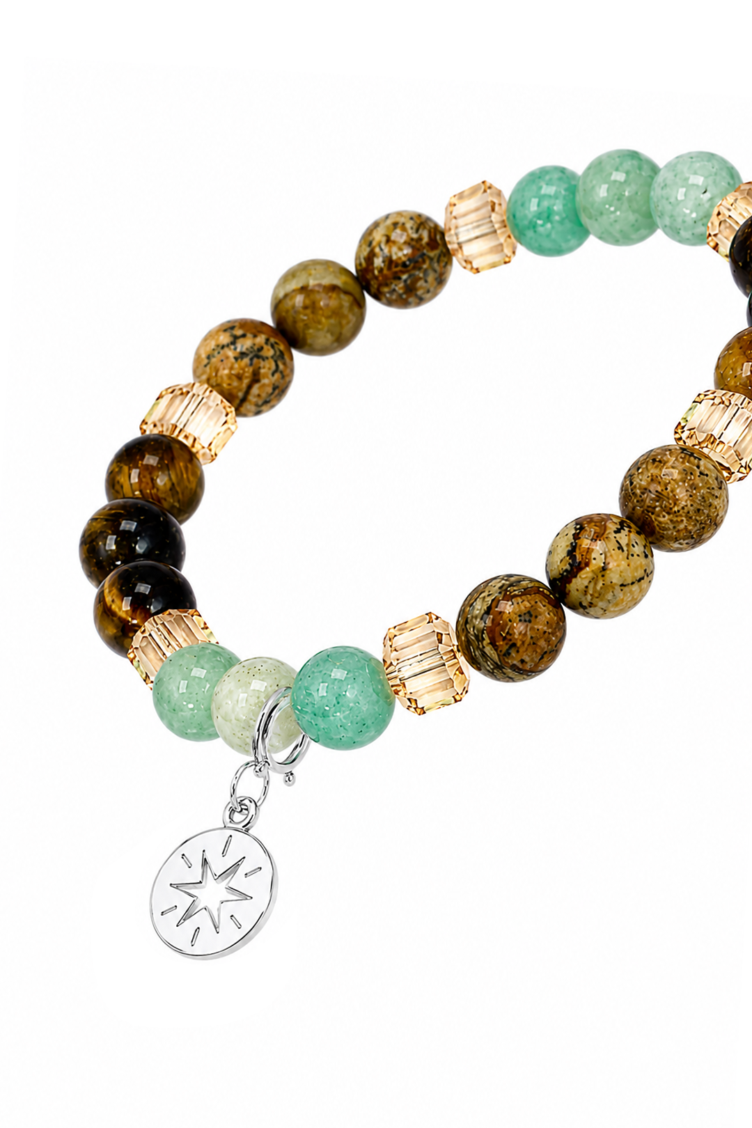Pulsera Plata 925 Petit Cuentas Amazonita Charm Estrella