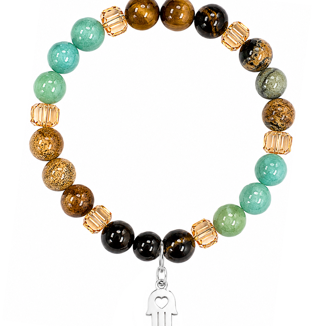Pulsera Plata 925 Petit Cuentas Amazonita Charm Mano