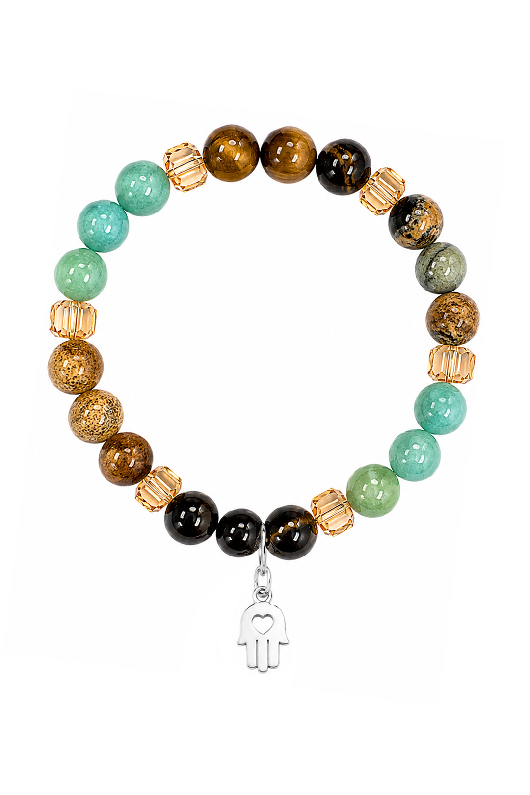 Pulsera Plata 925 Petit Cuentas Amazonita Charm Mano
