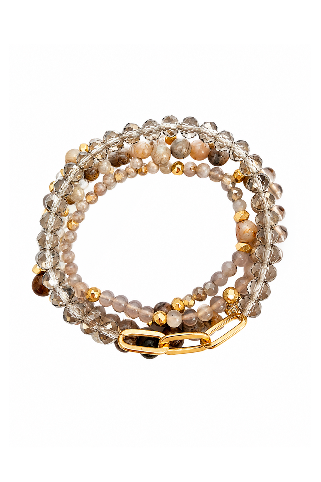 Set Aura 4 Pulseras Ágata Y Cristal
