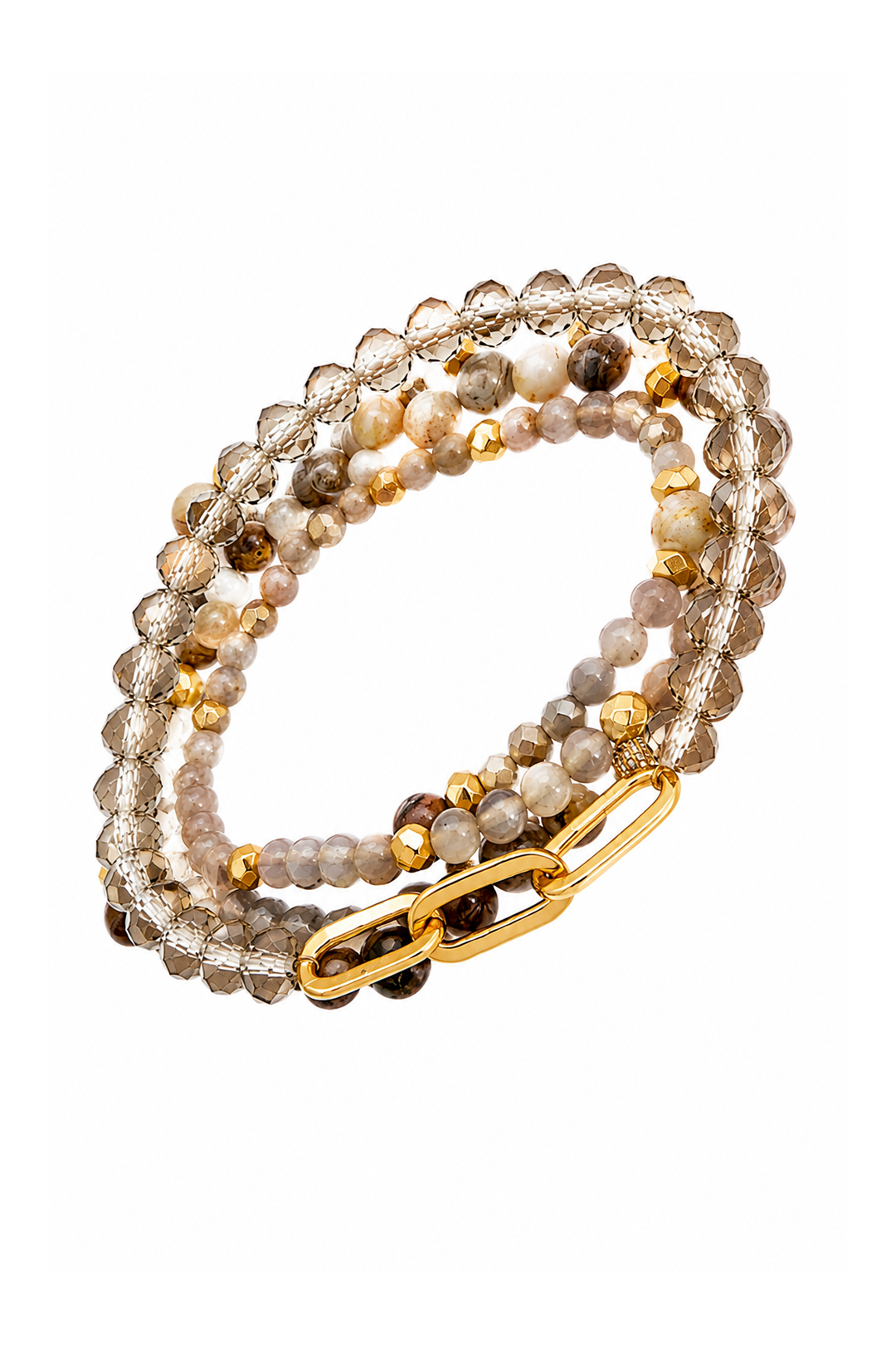Set Aura 4 Pulseras Ágata Y Cristal