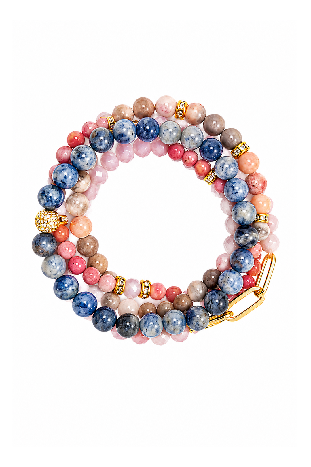 Set Aura 4 Pulseras Sodalita Y Cristal