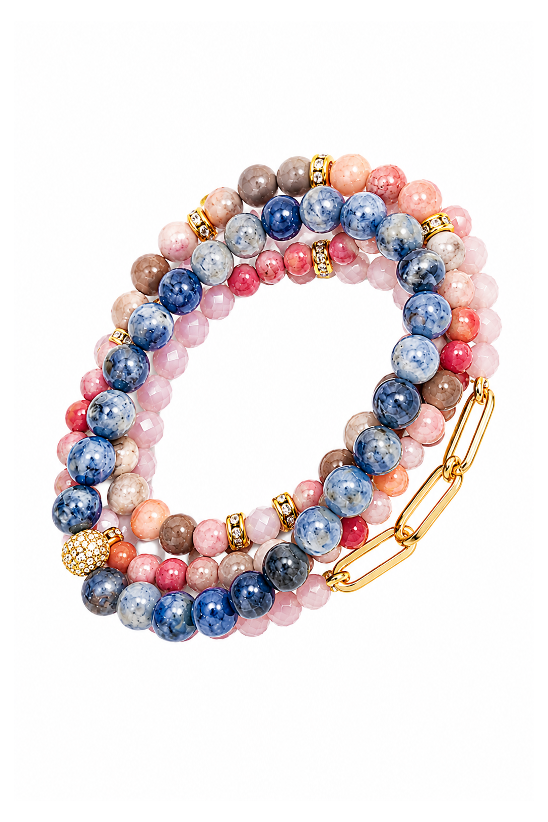 Set Aura 4 Pulseras Sodalita Y Cristal