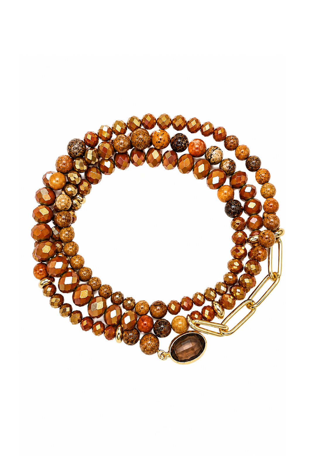 Set Aura 4 Pulseras Cuarzo Jaspe Y Cristal