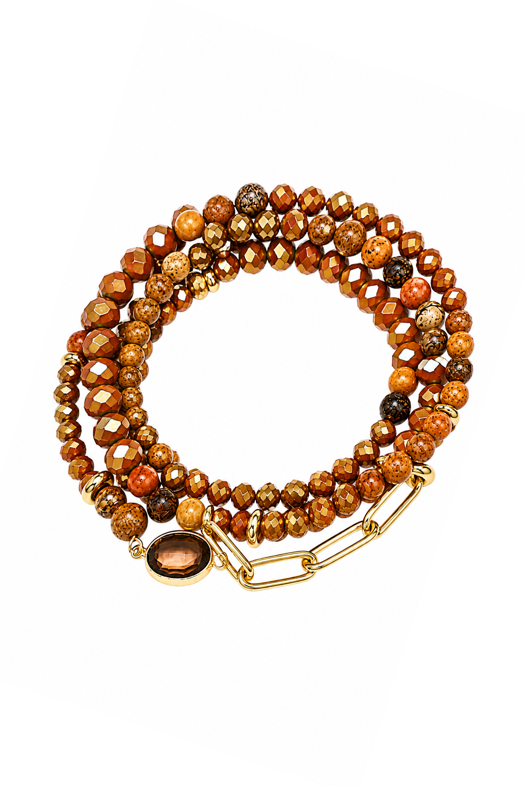 Set Aura 4 Pulseras Cuarzo Jaspe Y Cristal