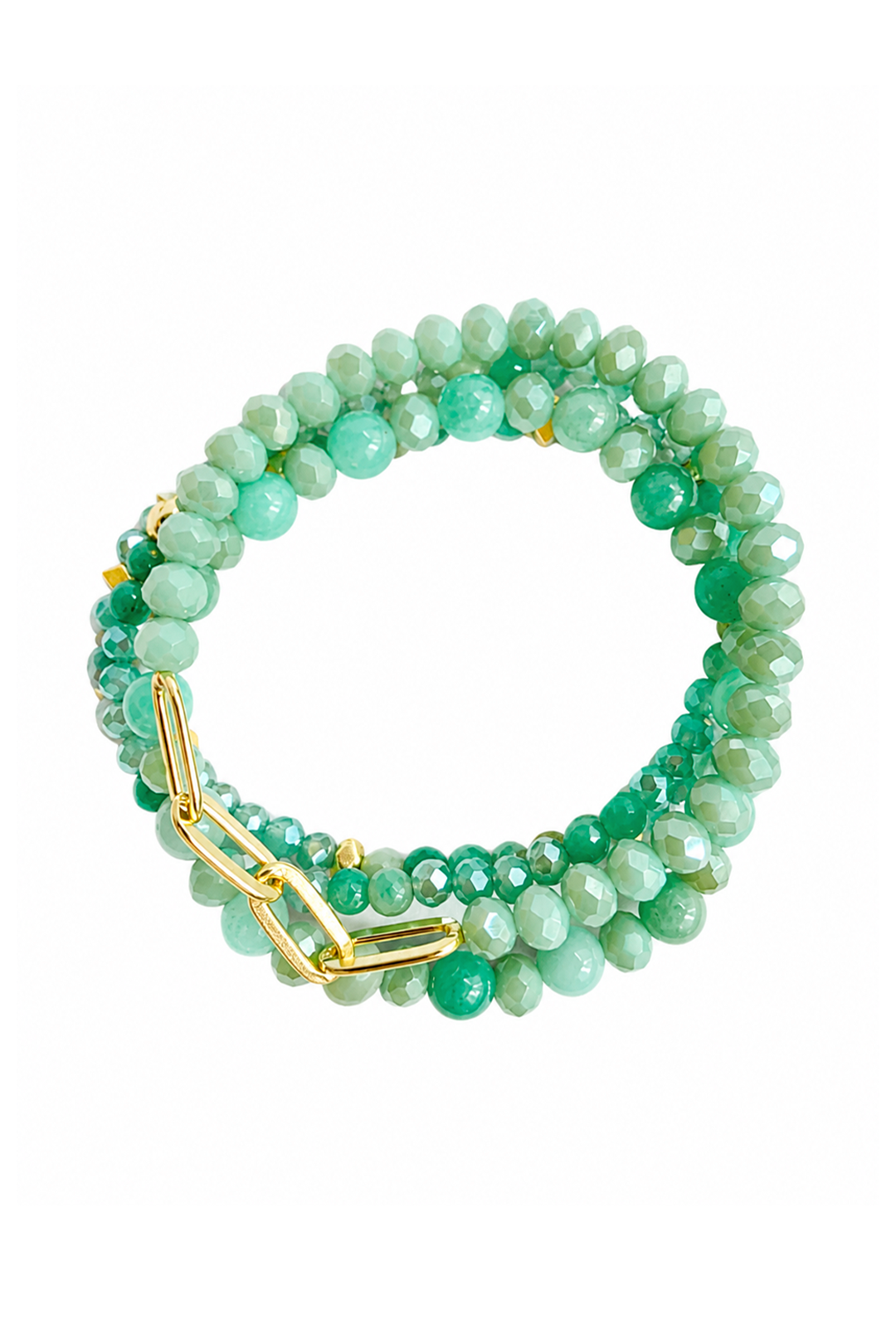 Set Aura 4 Pulseras Amazonita Y Cristal
