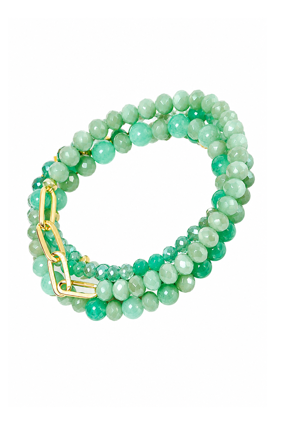Set Aura 4 Pulseras Amazonita Y Cristal