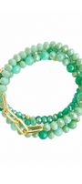 Set Aura 4 Pulseras Amazonita Y Cristal