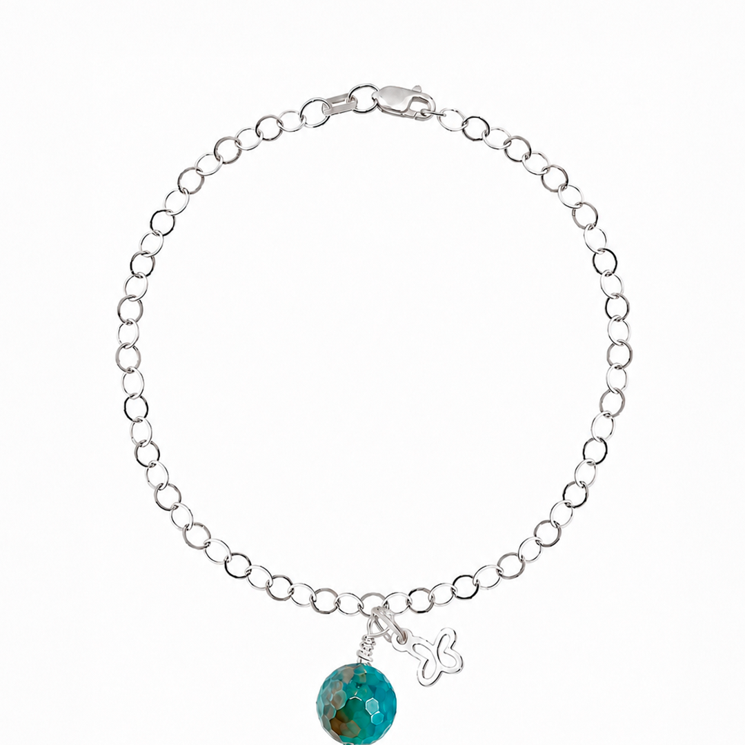 Pulsera Mariposa Mini Ágata Plateada