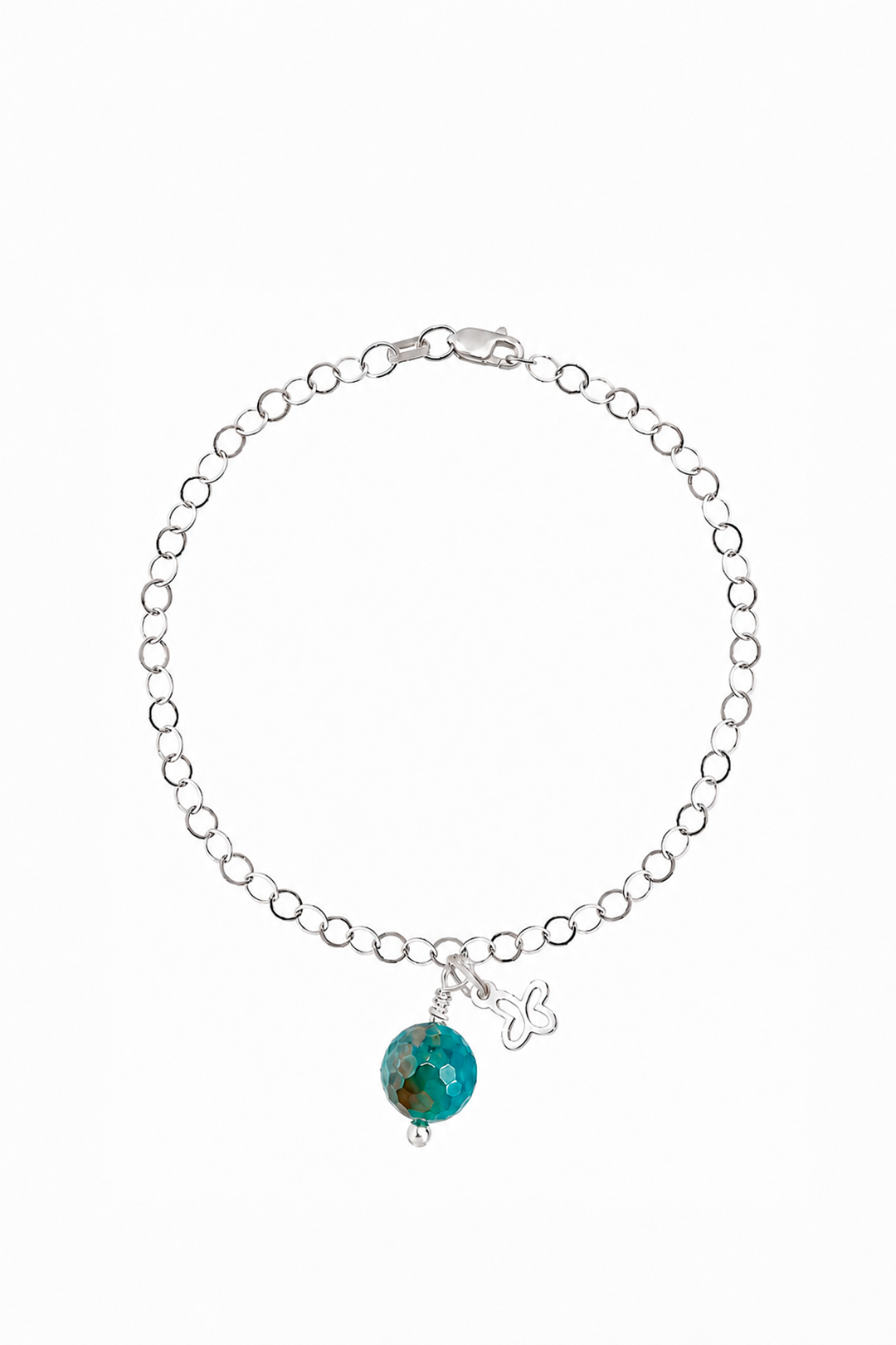 Pulsera Mariposa Mini Ágata Plateada