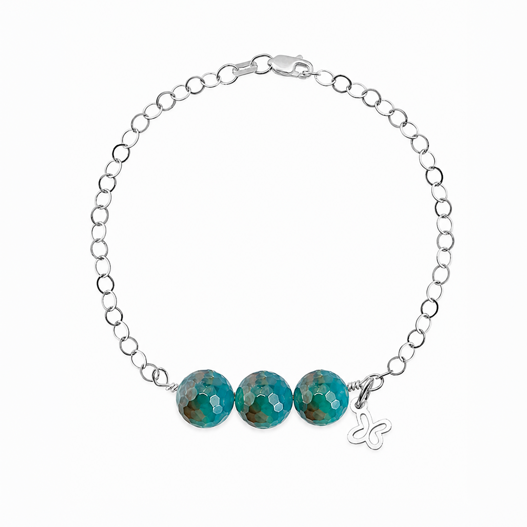 Pulsera Mariposa Mini 3 Ágata Plata