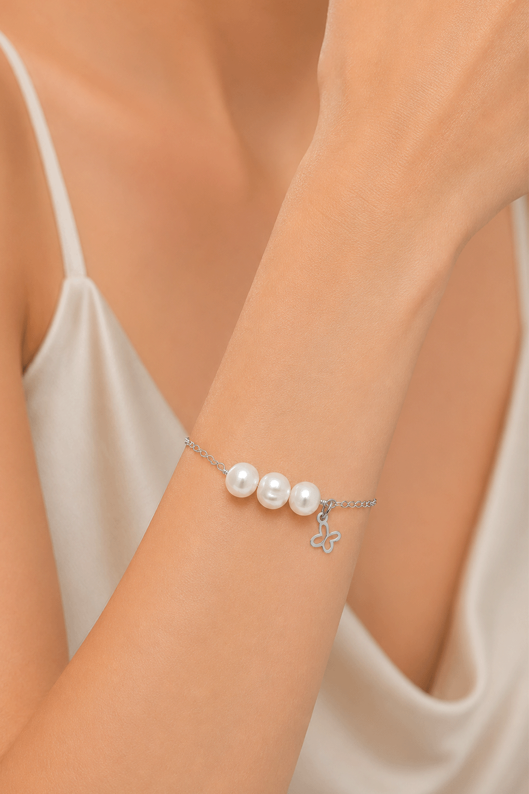 Pulsera Mariposa Mini 3 Perlas Mix