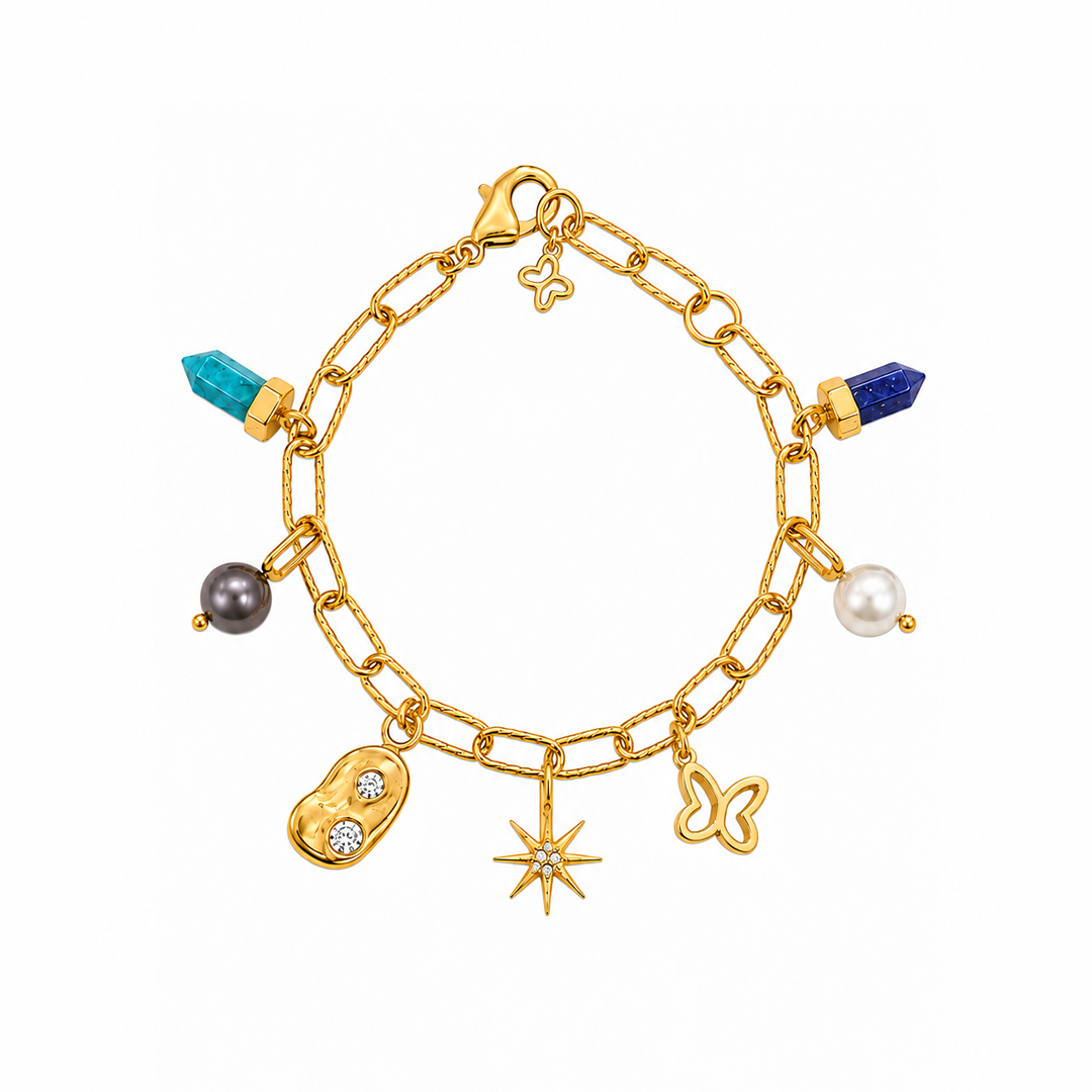Pulsera Icónica Charms Con Mariposa