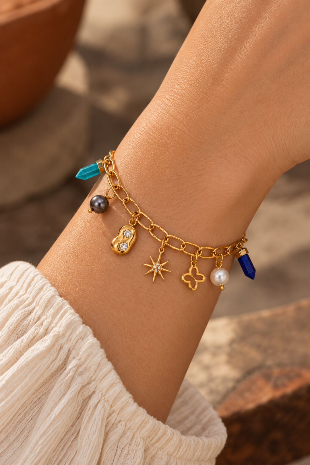 Pulsera Icónica Charms Con Mariposa