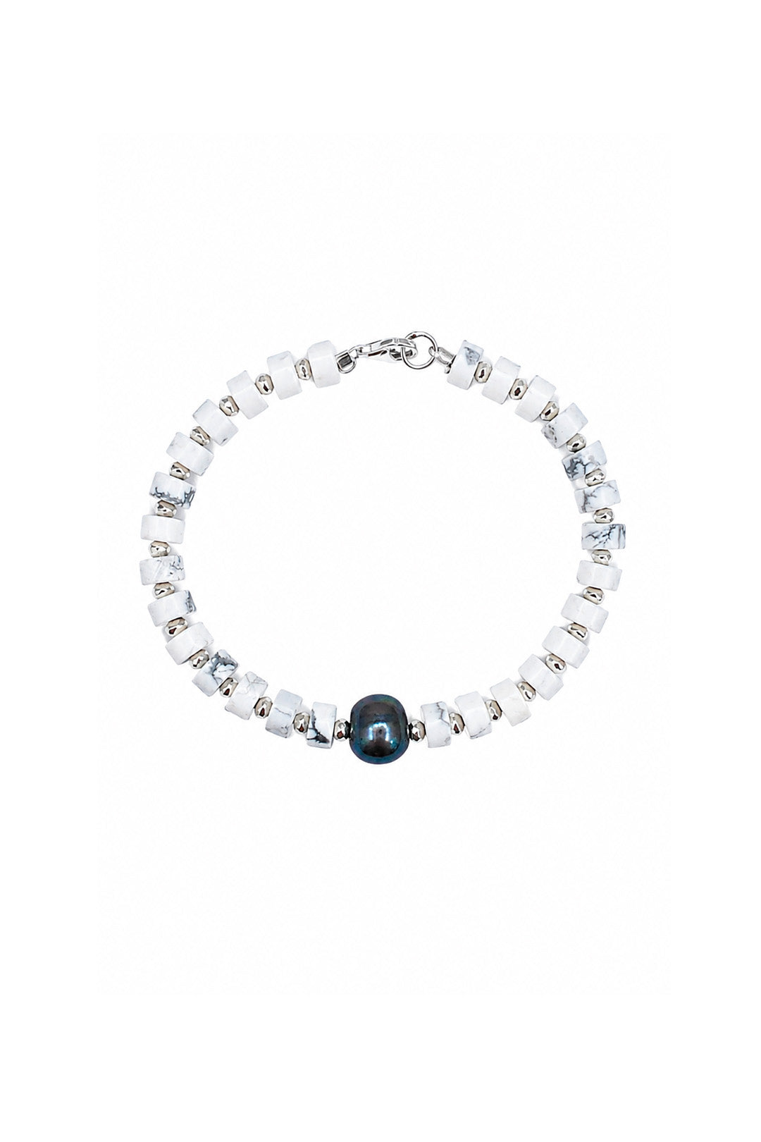 Pulsera Howlita Pirita Y Perla