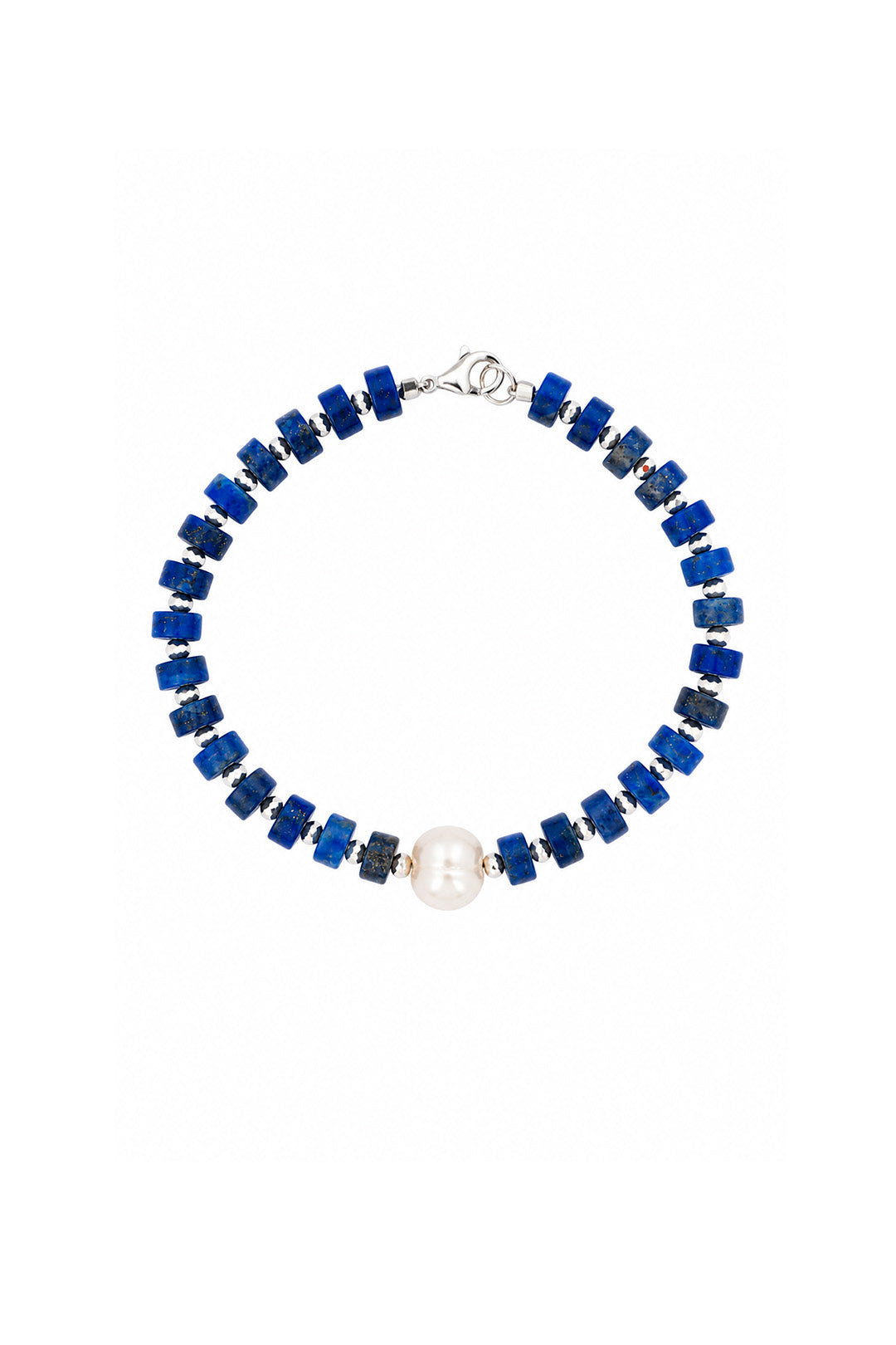 Pulsera Lapizlazuli Pirita Y Perla