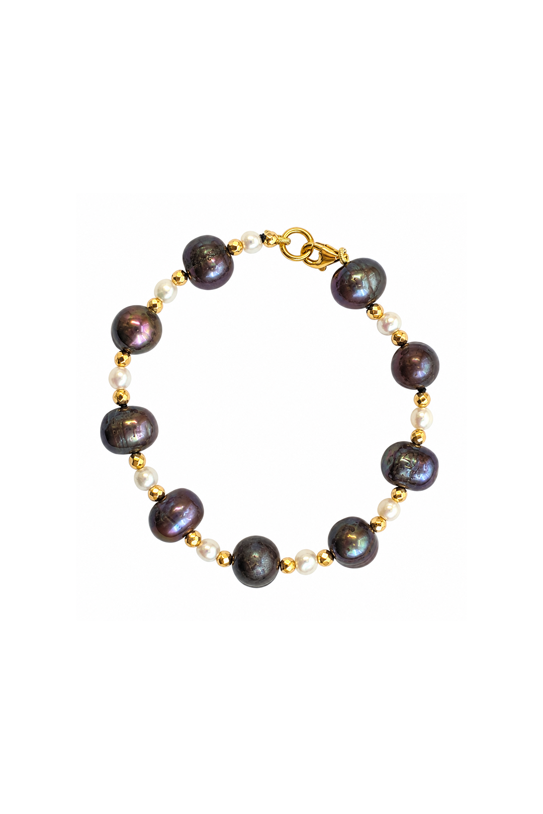 Pulsera Perlas Moradas y Blancas