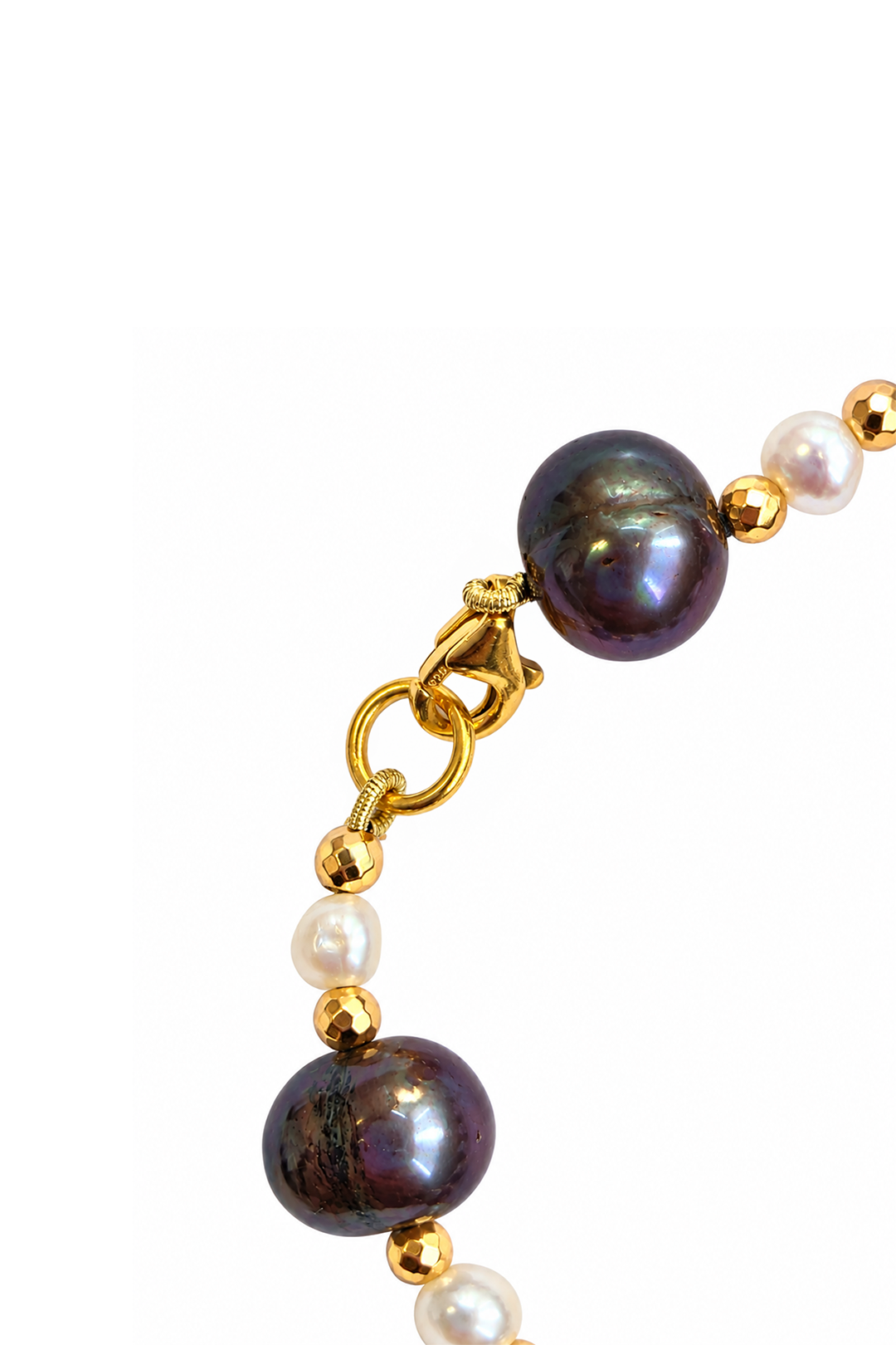Pulsera Perlas Moradas y Blancas