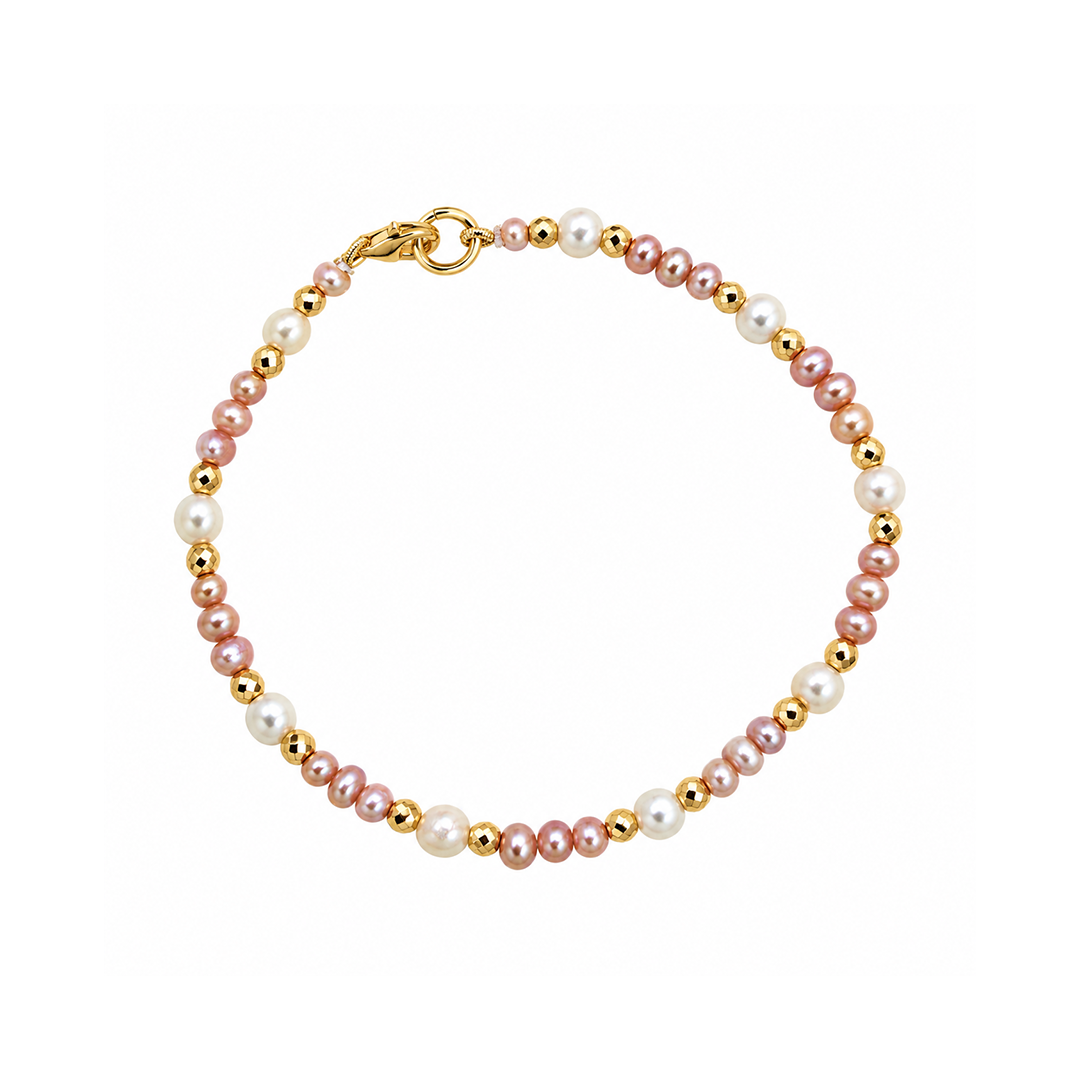 Pulsera Perlas Rosas y Blancas