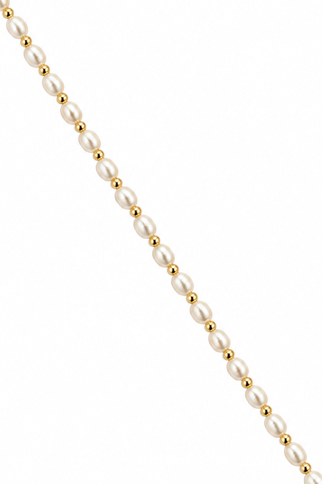 Pulsera Perla Oval Blanca y Pirita Dorada
