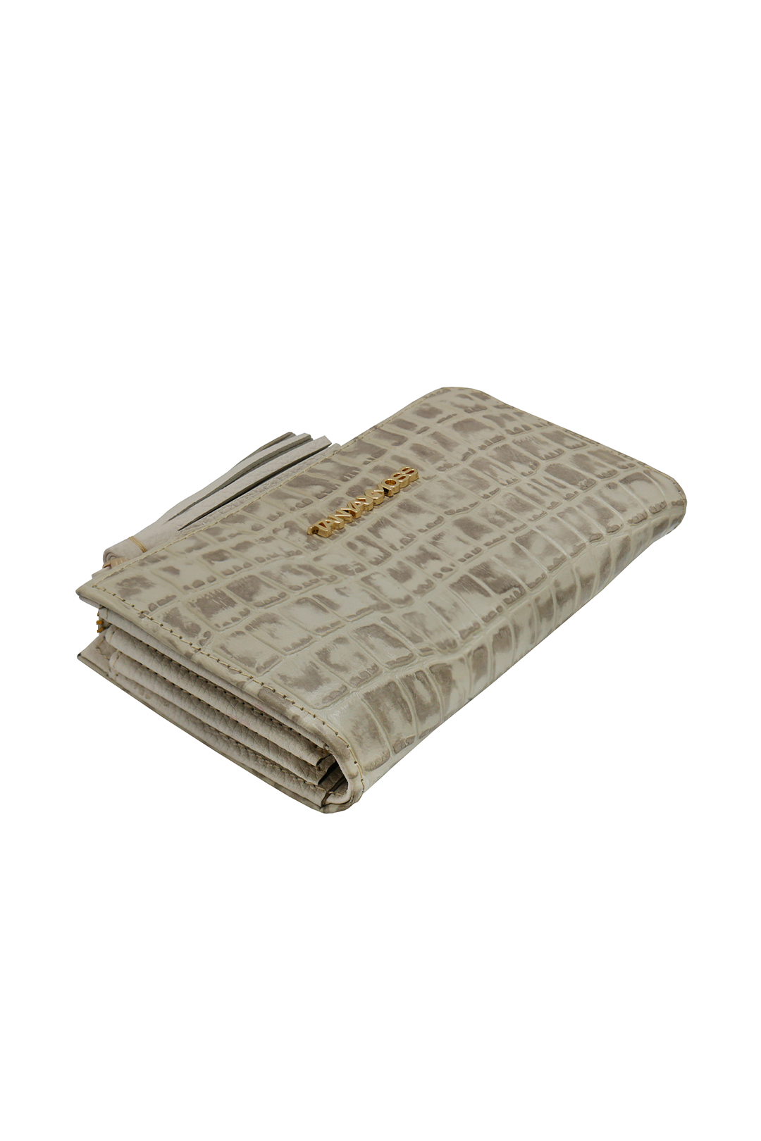 Cartera Flat Mujer Piel Beige Cremallera Top Tanya Moss