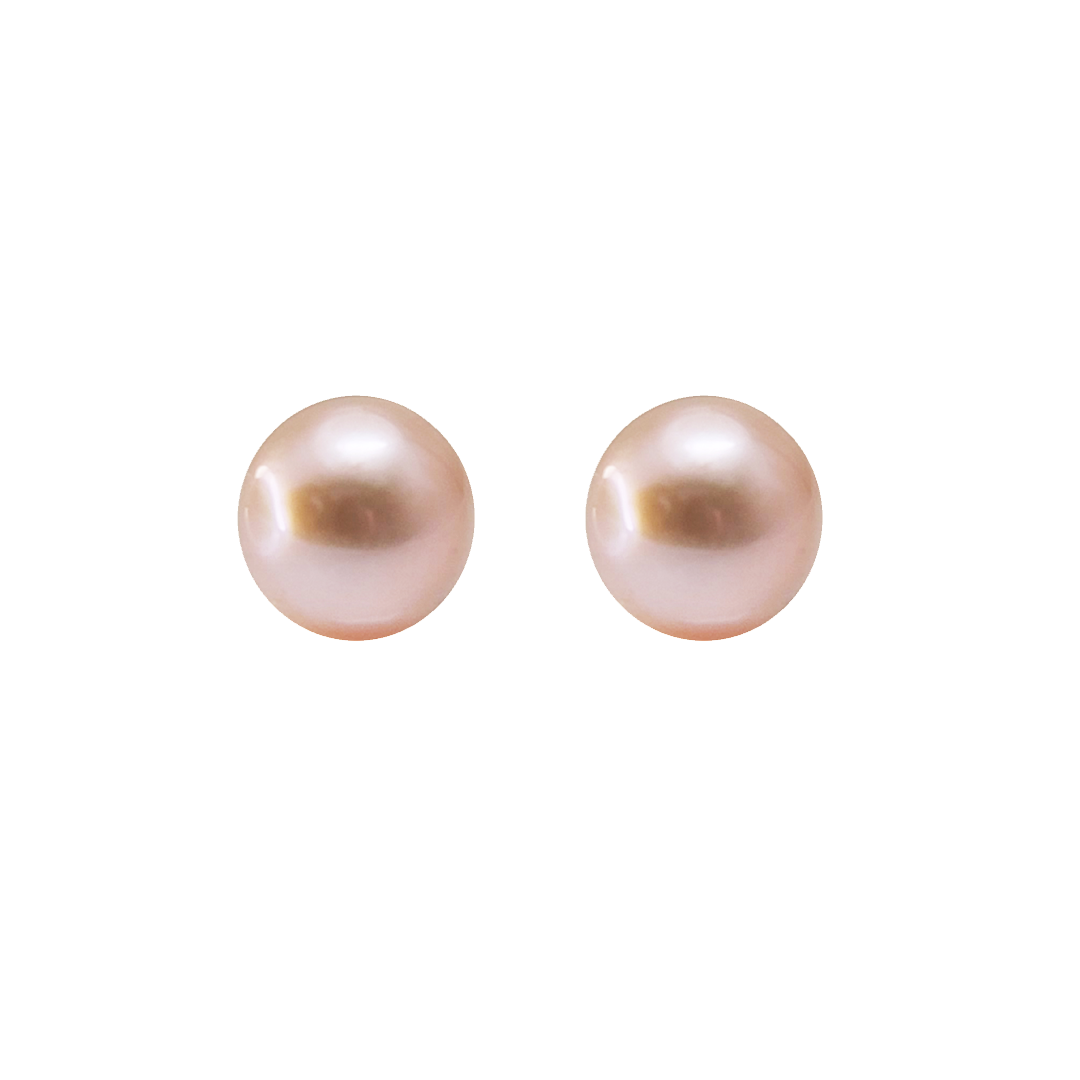 Broqueles grandes de Perla Rosa y Plata - Tanya Moss