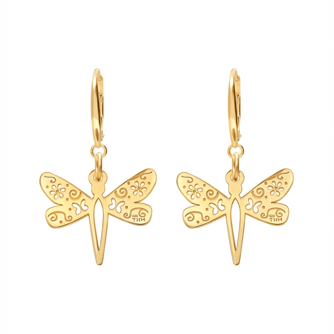 Aretes Plata 925 Mexicanizado Libélula Dorados