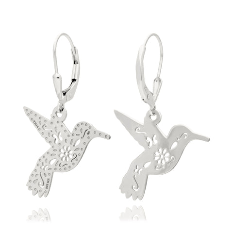 Aretes De Colibri De Plata