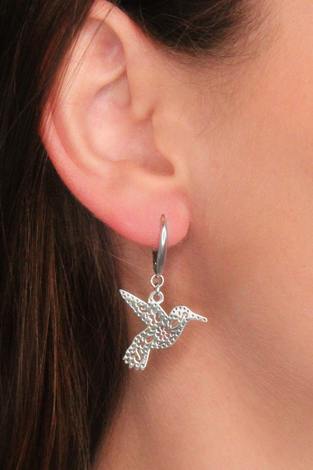 Aretes Plata 925 Mexicanizado Colibrí
