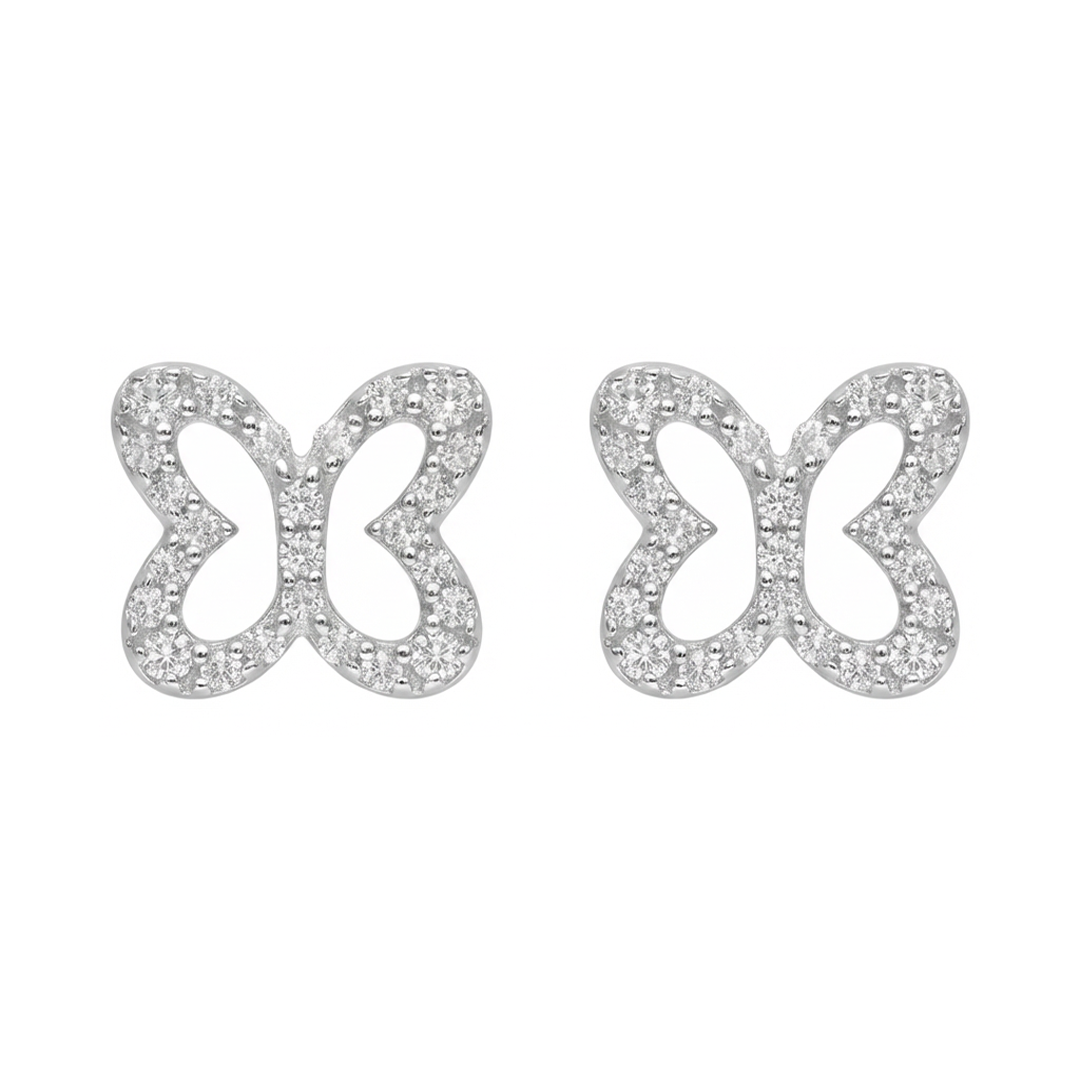 Broqueles Mujer Plata 925 Lucina Mariposa Circonia