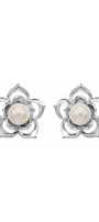 Broqueles de Flor doble con Perla - Tanya Moss