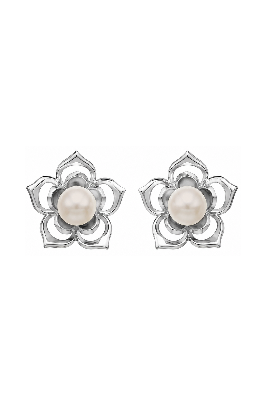Broqueles de Flor doble con Perla - Tanya Moss
