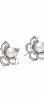 Broqueles de Flor doble con Perla - Tanya Moss