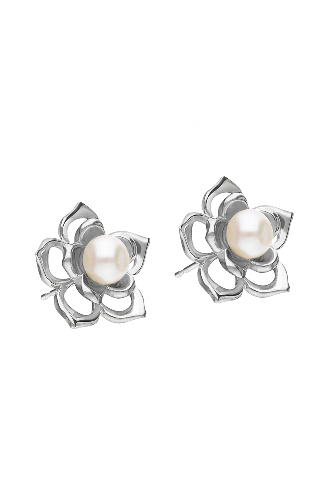 Broqueles de Flor doble con Perla - Tanya Moss