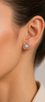 Broqueles de Flor doble con Perla - Tanya Moss
