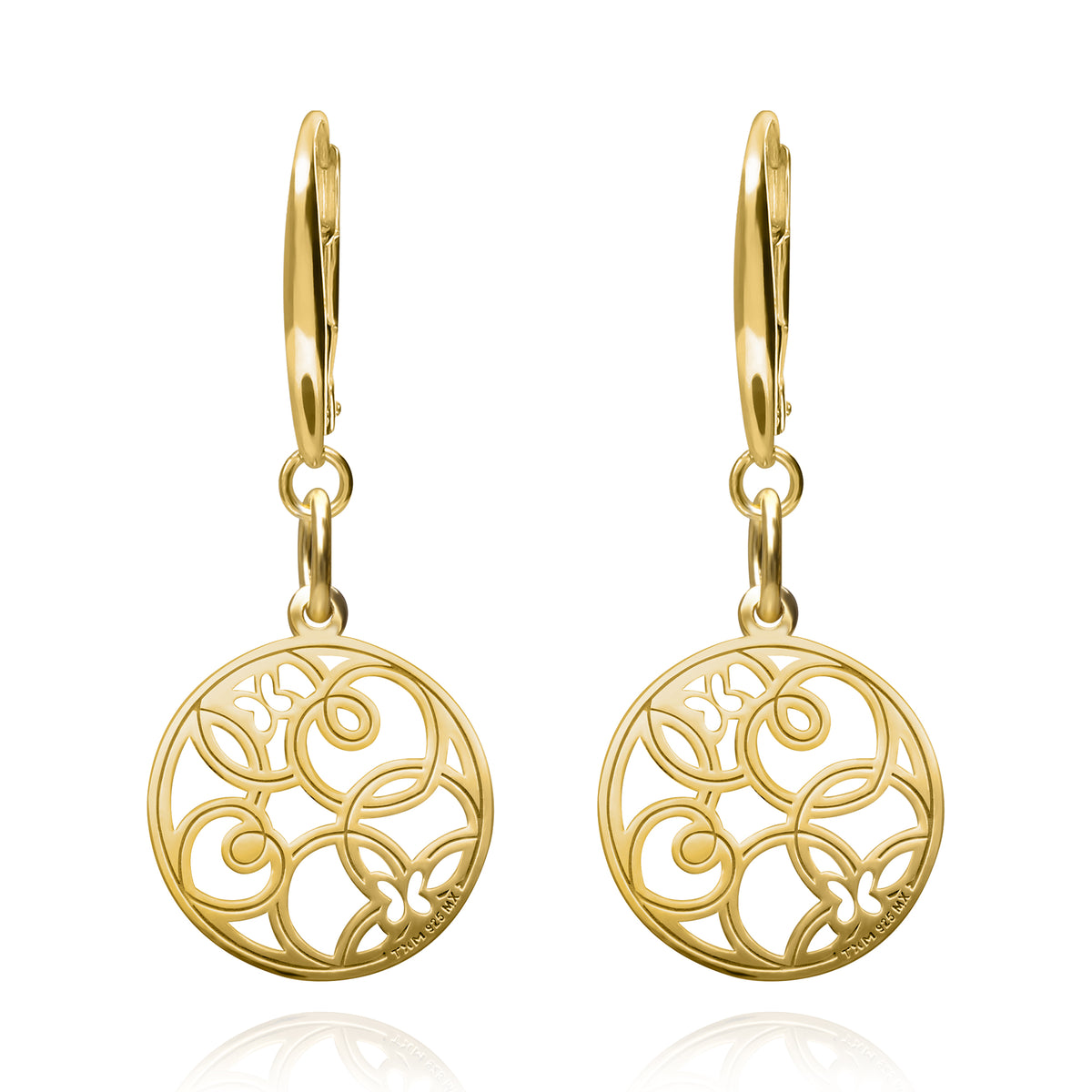 Aretes Mujer Plata 925 Joy Circulo Dorado