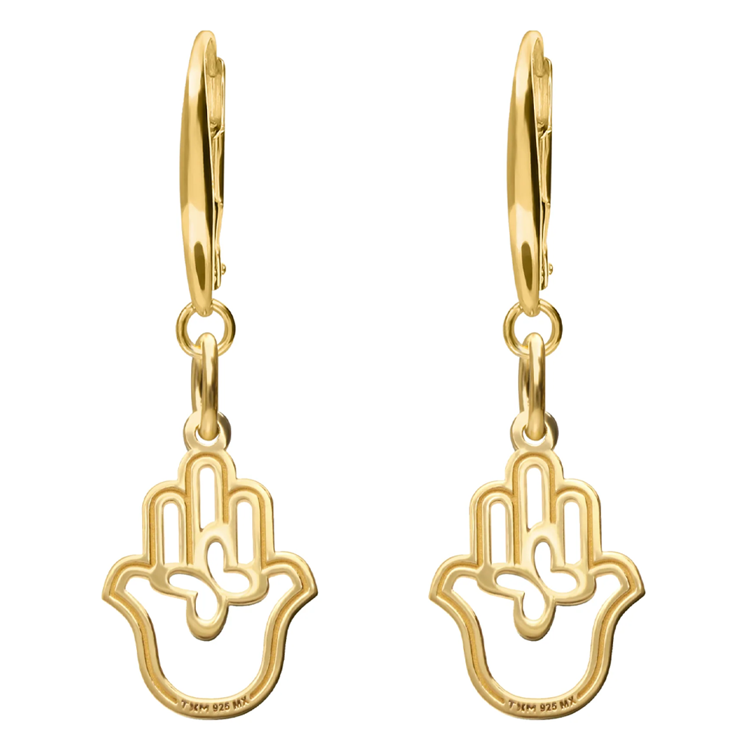 Aretes Mujer Plata 925 Carisma Mano Dorados