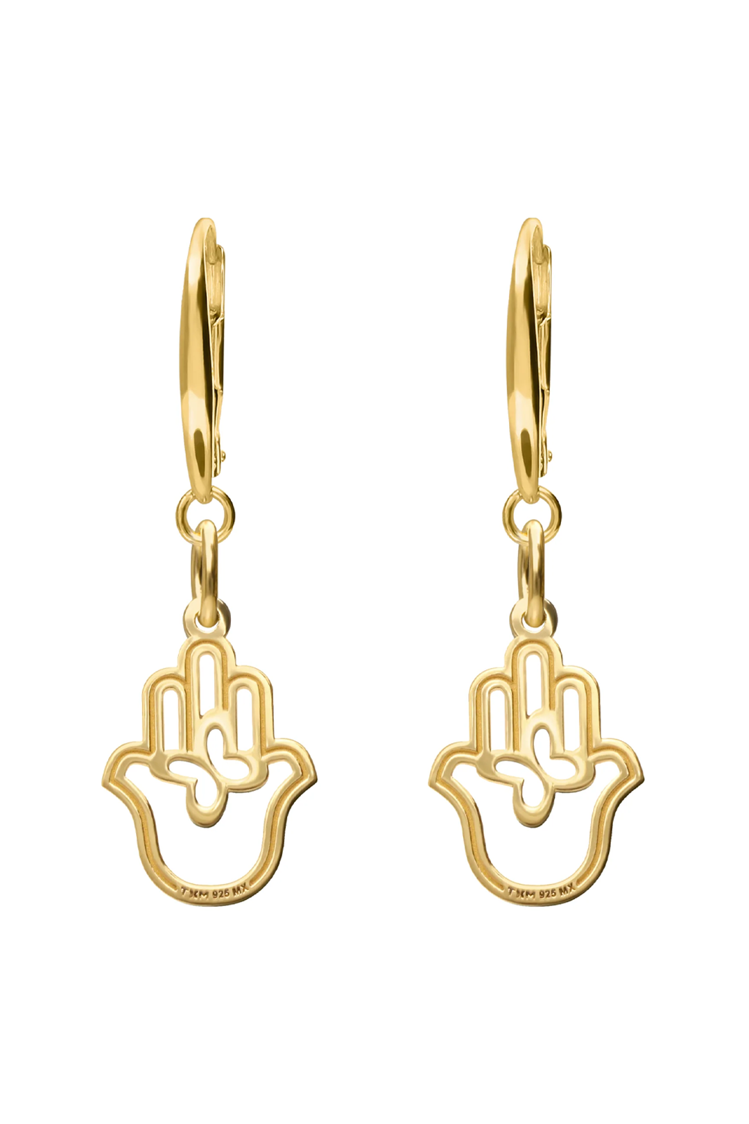 Aretes Mujer Plata 925 Carisma Mano Dorados